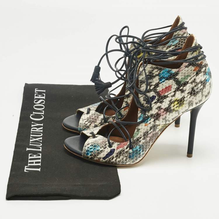 Pre Owned Malone Souliers Multicolor Python Leather Montana Booties Size 37