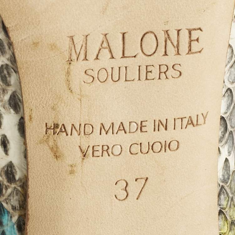 Pre Owned Malone Souliers Multicolor Python Leather Montana Booties Size 37