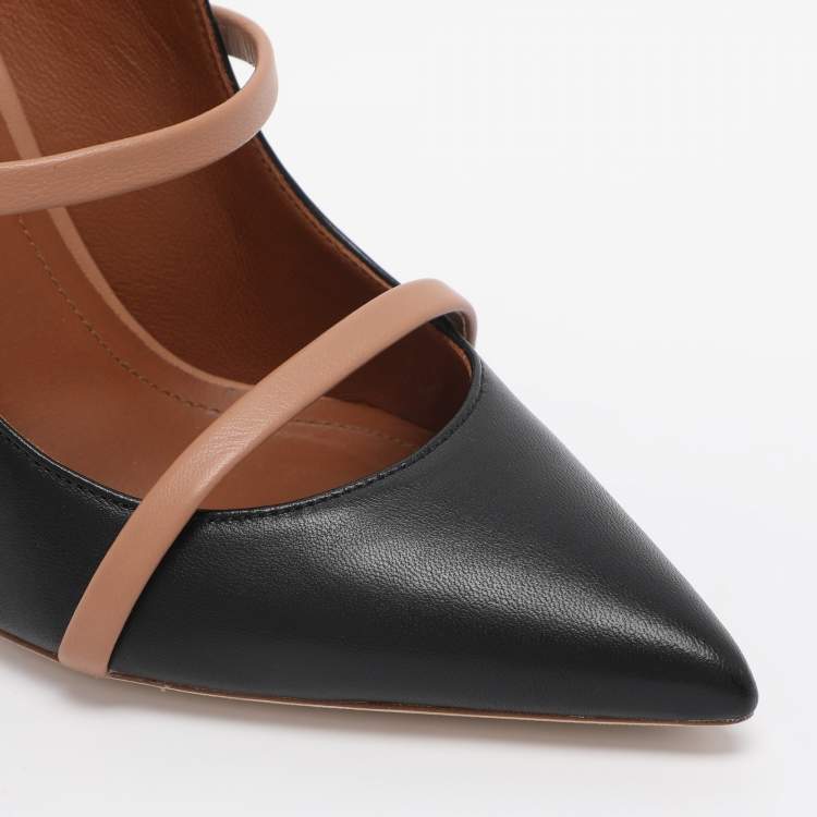 Pre Owned Malone Souliers Black Leather Maureen Pointed Toe Mule Size 38.5