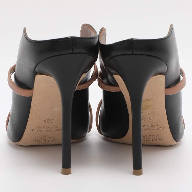 Pre Owned Malone Souliers Black Leather Maureen Pointed Toe Mule Size 38.5