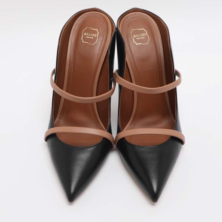 Pre Owned Malone Souliers Black Leather Maureen Pointed Toe Mule Size 38.5