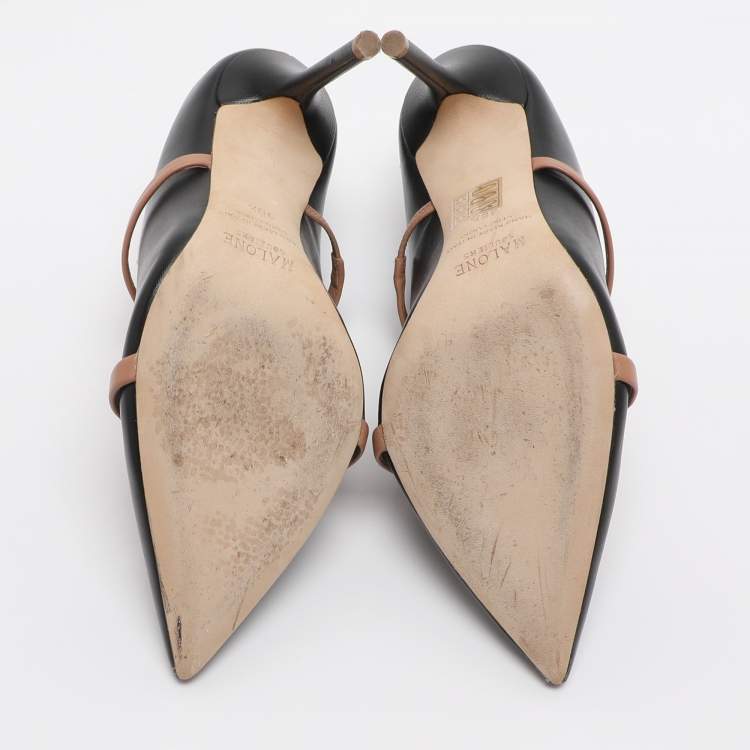 Pre Owned Malone Souliers Black Leather Maureen Pointed Toe Mule Size 38.5