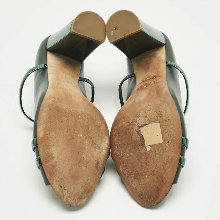 Pre Owned Malone Souliers Green Leather Norah Mules Size 39