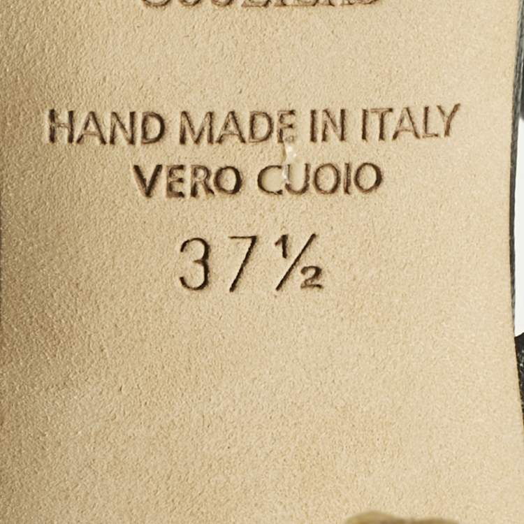 Pre Owned Malone Souliers Black/Navy Blue Woven Fabric Marla Mules Size 37.5