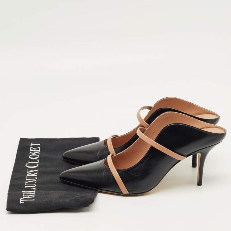 Pre Owned Malone Souliers Black/Beige Leather Maureen Mules Size 42