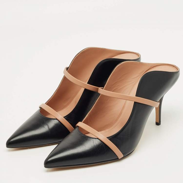 Pre Owned Malone Souliers Black/Beige Leather Maureen Mules Size 42