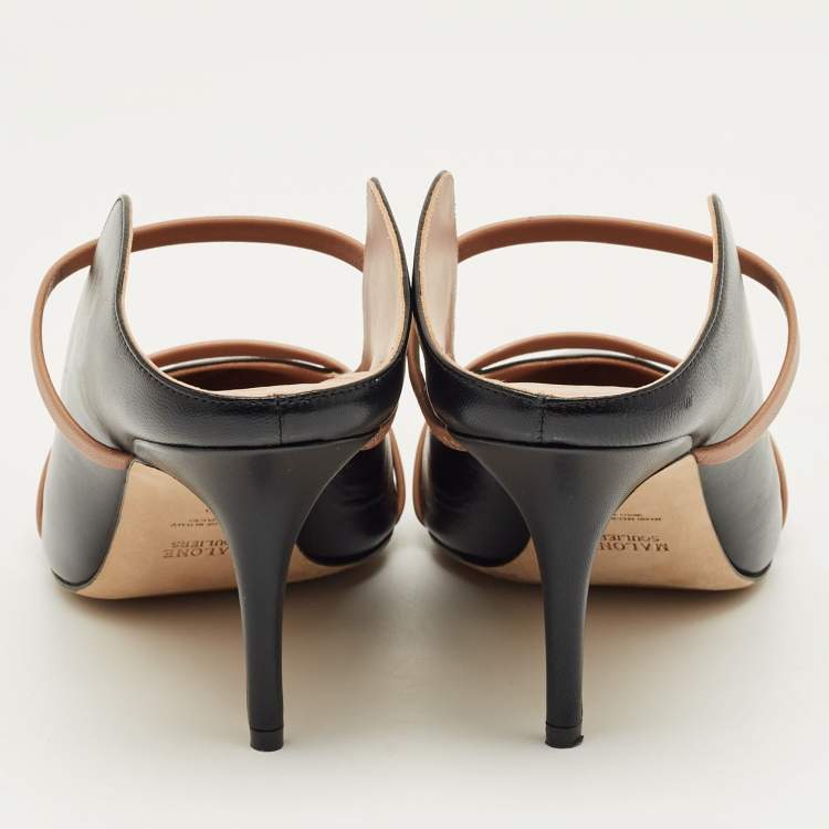 Pre Owned Malone Souliers Black/Beige Leather Maureen Mules Size 42