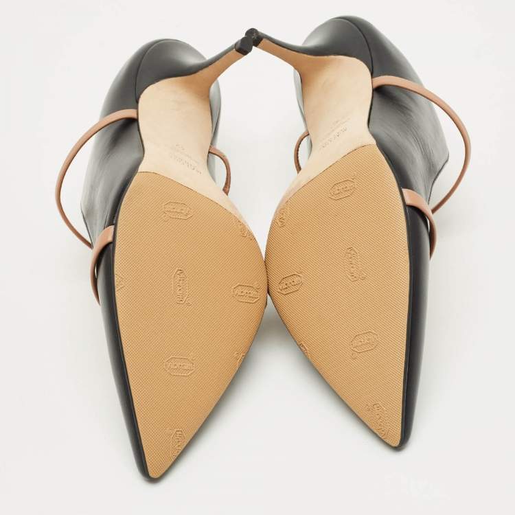 Pre Owned Malone Souliers Black/Beige Leather Maureen Mules Size 42