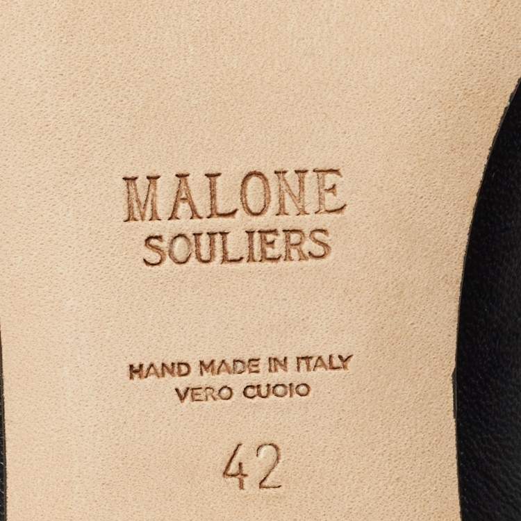 Pre Owned Malone Souliers Black/Beige Leather Maureen Mules Size 42