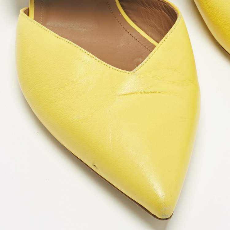 Pre Owned Malone Souliers Yellow/Purple Leather and Cord Maisie Pointed Toe Mules Size 40