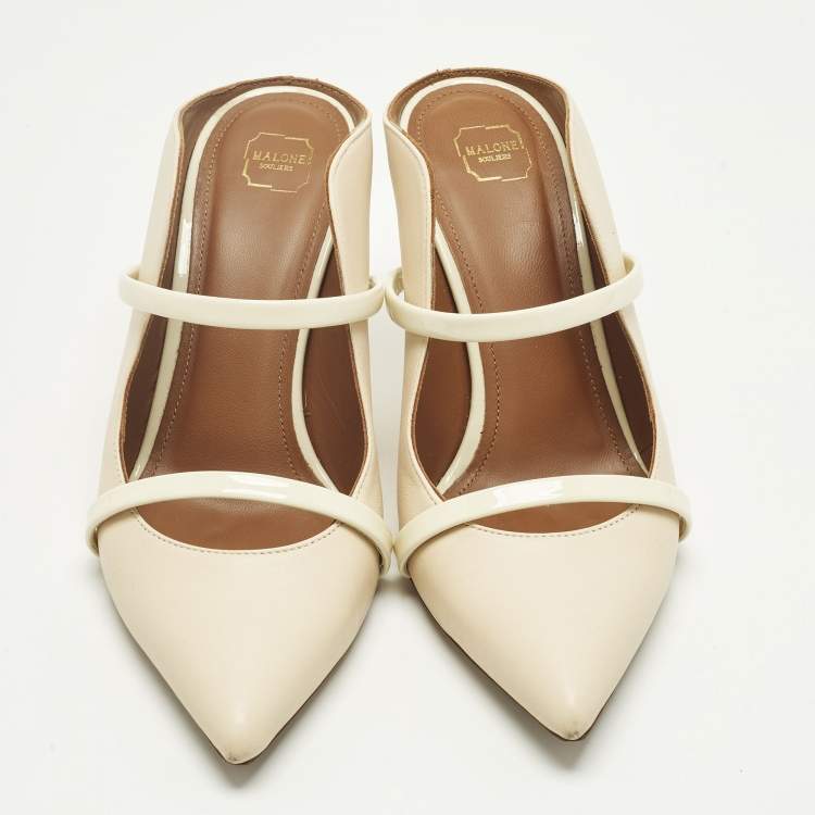 Pre Owned Malone Souliers Cream Leather Maureen Mules Size 36