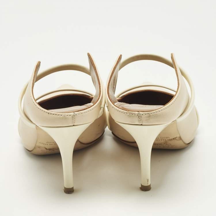 Pre Owned Malone Souliers Cream Leather Maureen Mules Size 36