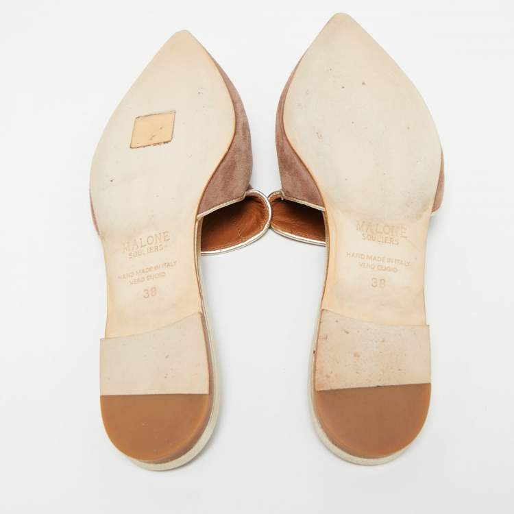 Pre Owned Malone Souliers Brown Suede Marianne Flat Mules Size 38