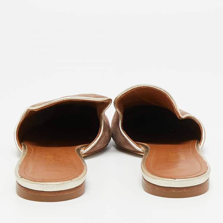 Pre Owned Malone Souliers Brown Suede Marianne Flat Mules Size 38