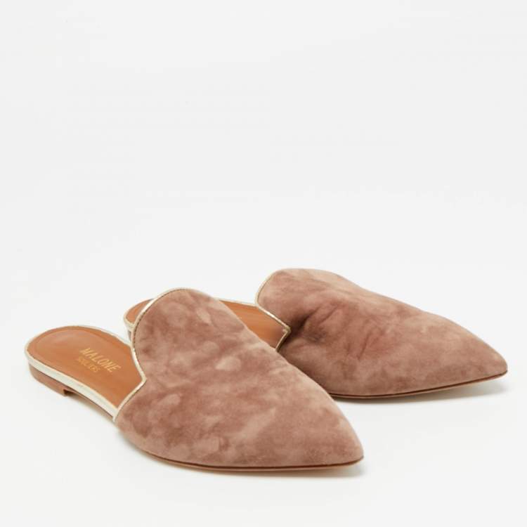 Pre Owned Malone Souliers Brown Suede Marianne Flat Mules Size 38