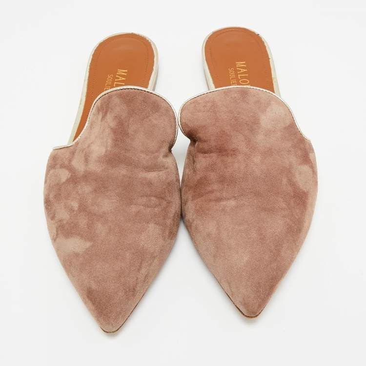 Pre Owned Malone Souliers Brown Suede Marianne Flat Mules Size 38