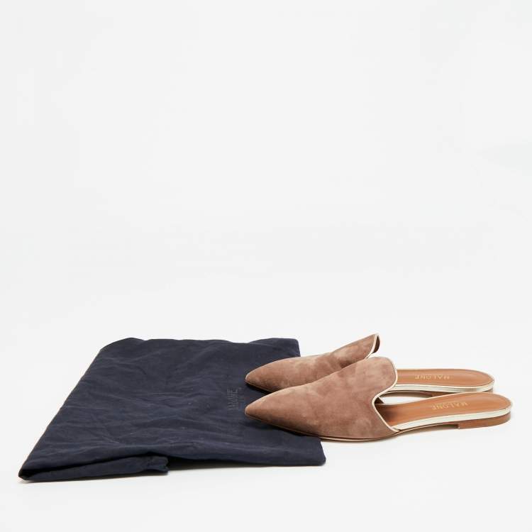 Pre Owned Malone Souliers Brown Suede Marianne Flat Mules Size 38