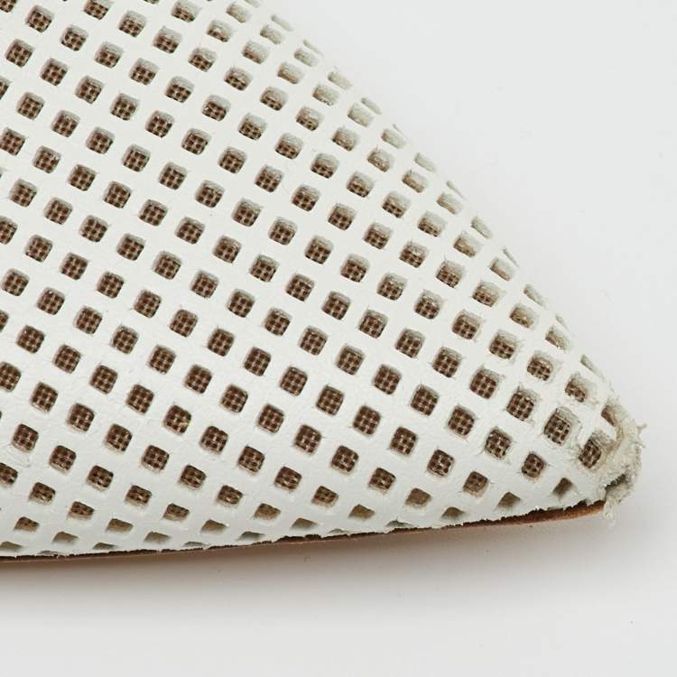 Pre Owned Malone Souliers White Perforated Leather and Maisie Cord Pointed Toe Mules Size 40.5