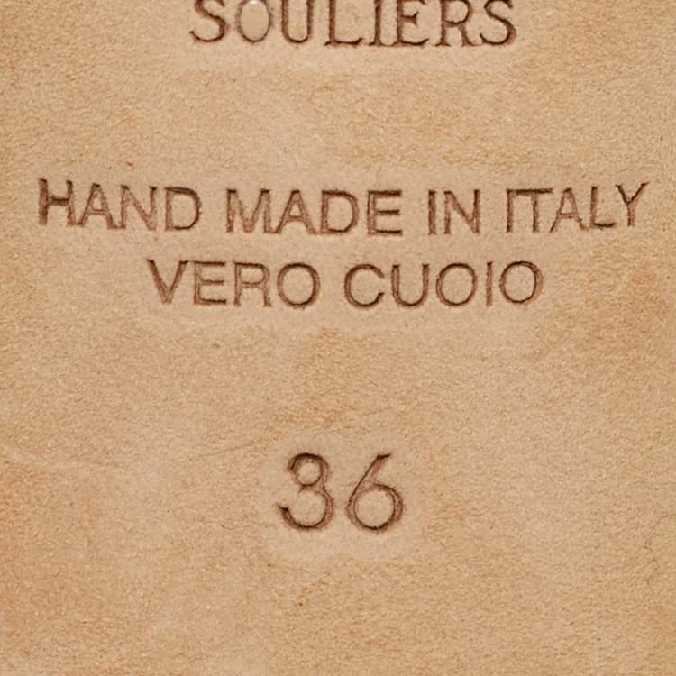 Pre Owned Malone Souliers Size 36 Brown/White Leather Slingback Sandals