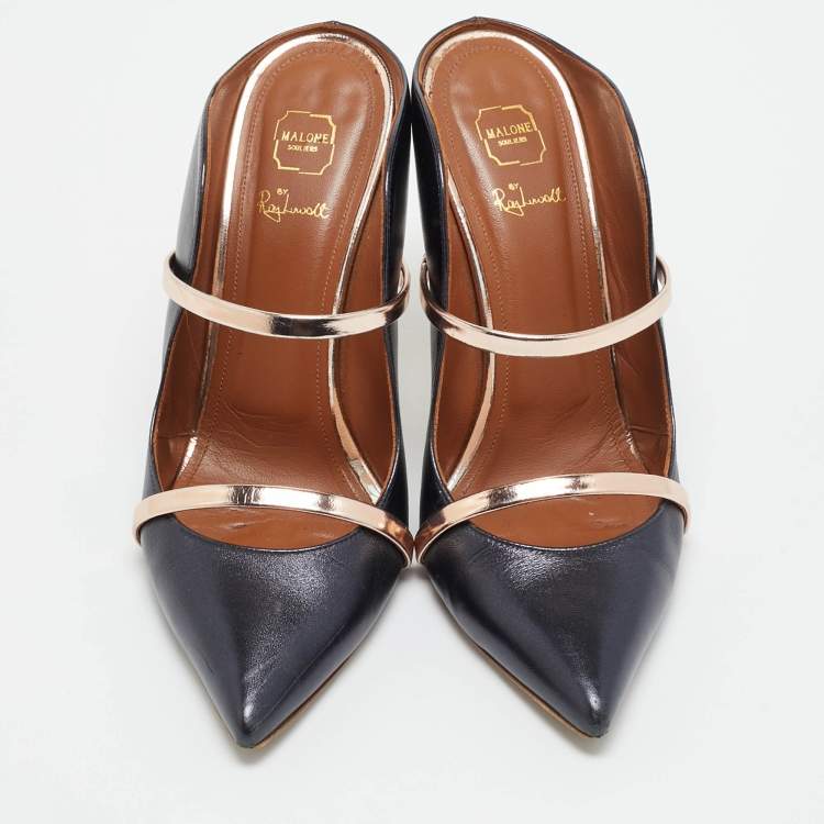 Pre Owned حذاء ميول مالون سوليه مورين من الجلد باللونين الأ سود/الأبيض مقاس 40