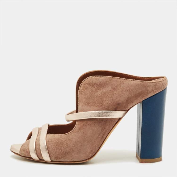 Pre Owned Malone Souliers Norah Size 35 Brown Leather and Suede Mules