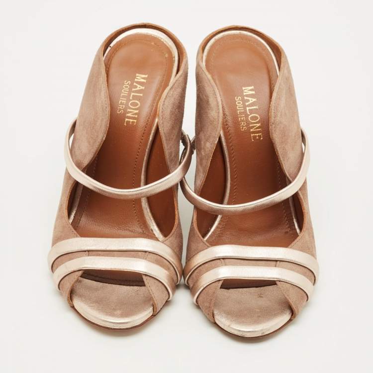 Pre Owned Malone Souliers Norah Size 35 Brown Leather and Suede Mules