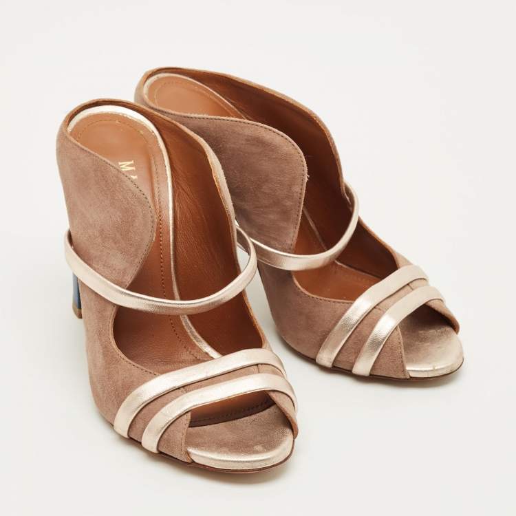 Pre Owned Malone Souliers Norah Size 35 Brown Leather and Suede Mules