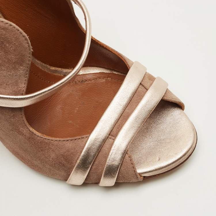 Pre Owned Malone Souliers Norah Size 35 Brown Leather and Suede Mules