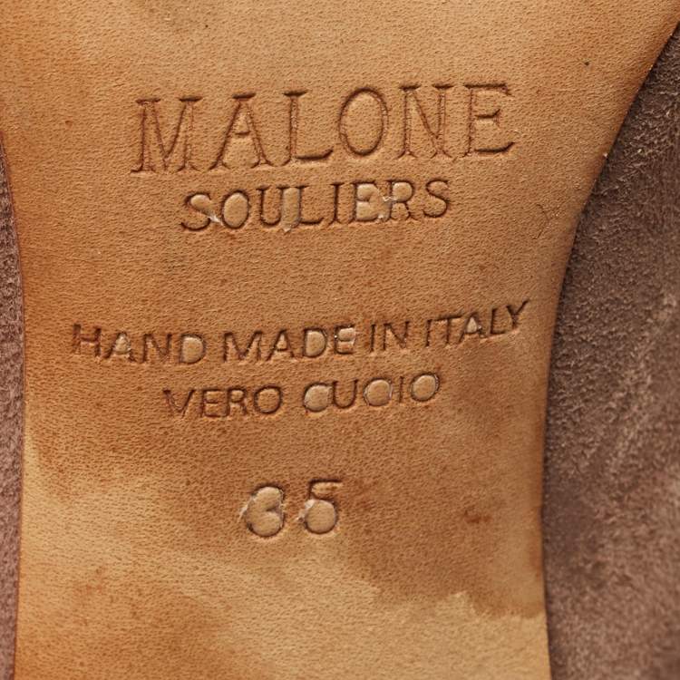 Pre Owned Malone Souliers Norah Size 35 Brown Leather and Suede Mules