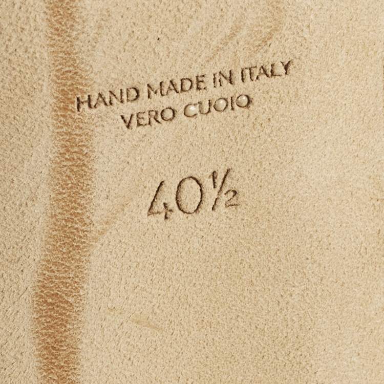 Pre Owned Malone Souliers Norah Size 40.5 Beige Leather and Patent Mules