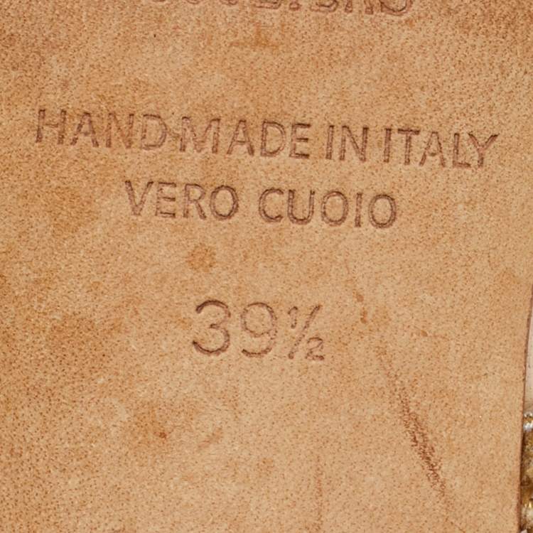 Pre Owned Malone Souliers Maisie Size 39.5 Cream/Blue Leather and Raffia Mules