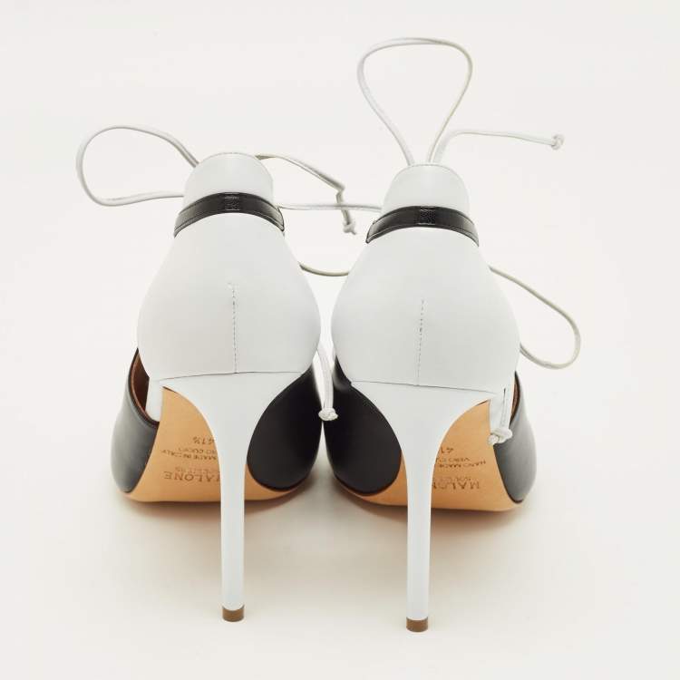 Pre Owned Malone Souliers Montana Size 41.5 Black/White Leather Pumps