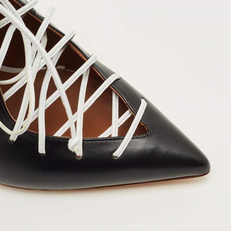 Pre Owned Malone Souliers Montana Size 41.5 Black/White Leather Pumps