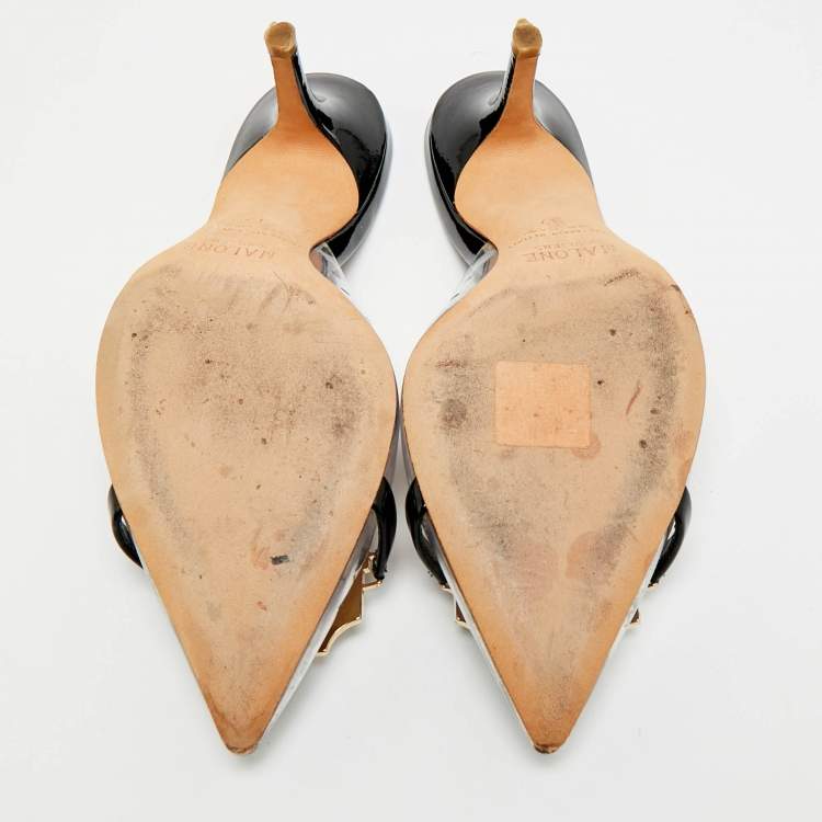 Pre Owned Malone Souliers Missy Size 37 Transparent Patent Leather and PVC Mules