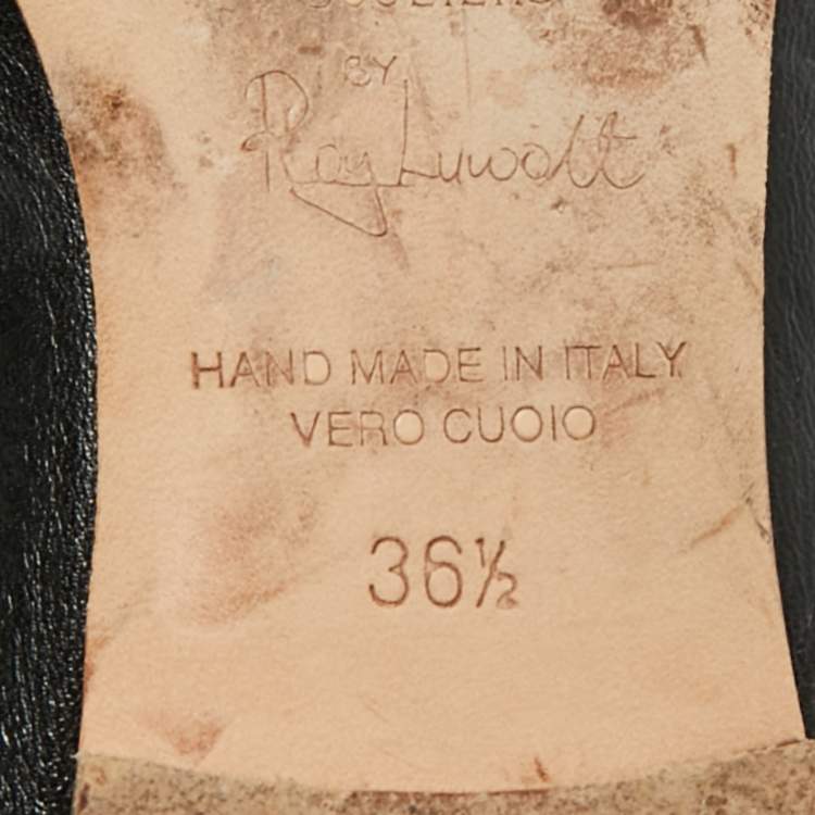 Pre Owned Malone Souliers Marion Luwolt Black/Beige Leather Slingback Flats Size 36.5