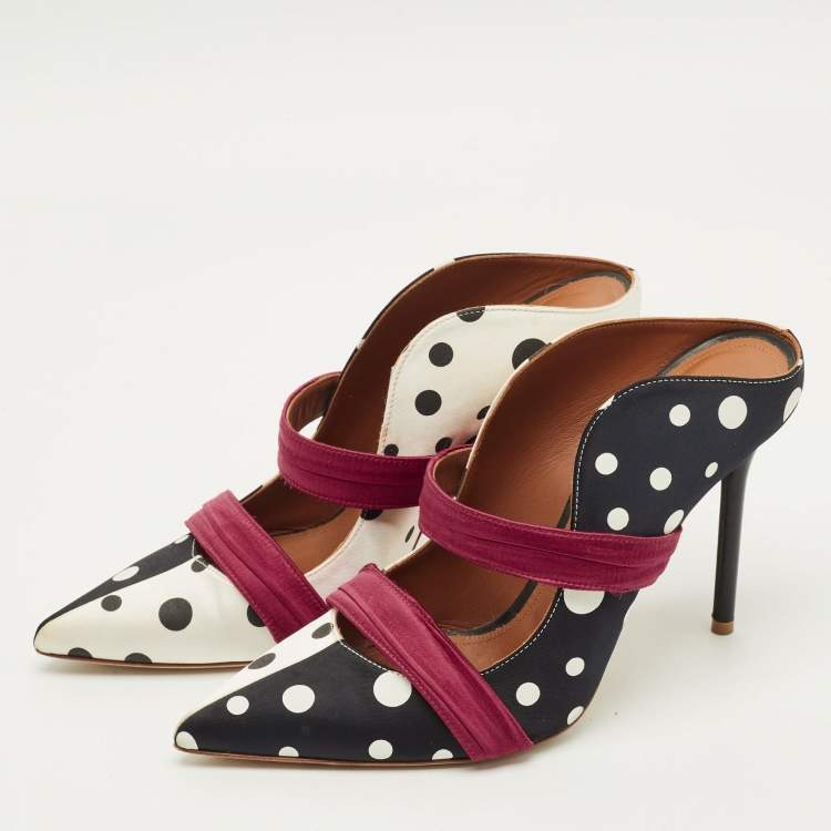 Pre Owned Malone Souliers Maureen Size 39 Tricolor Satin Mules