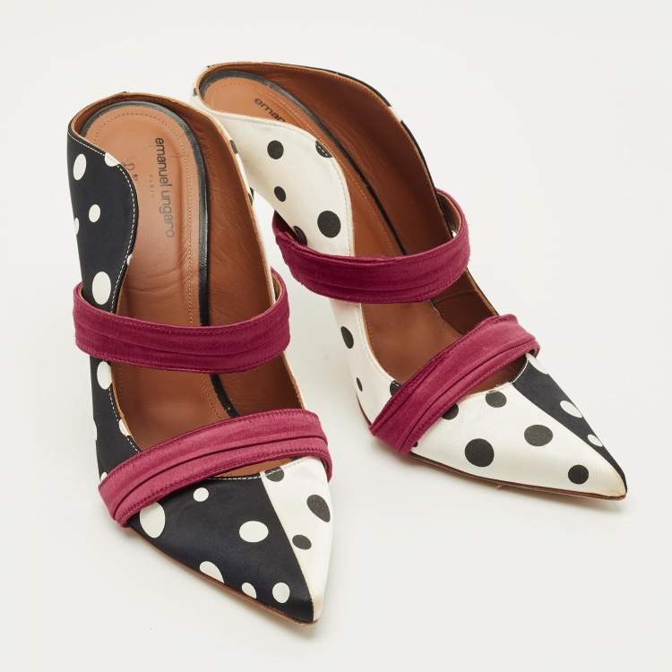 Pre Owned Malone Souliers Maureen Size 39 Tricolor Satin Mules