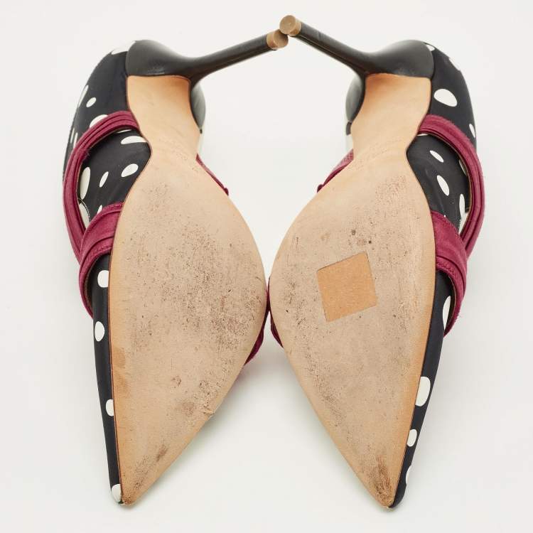 Pre Owned Malone Souliers Maureen Size 39 Tricolor Satin Mules