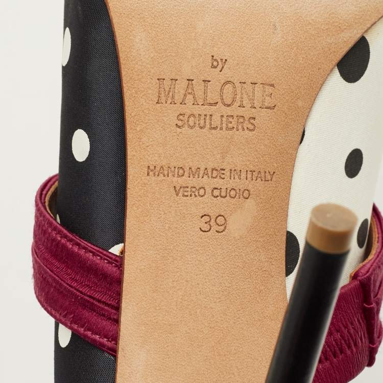 Pre Owned Malone Souliers Maureen Size 39 Tricolor Satin Mules