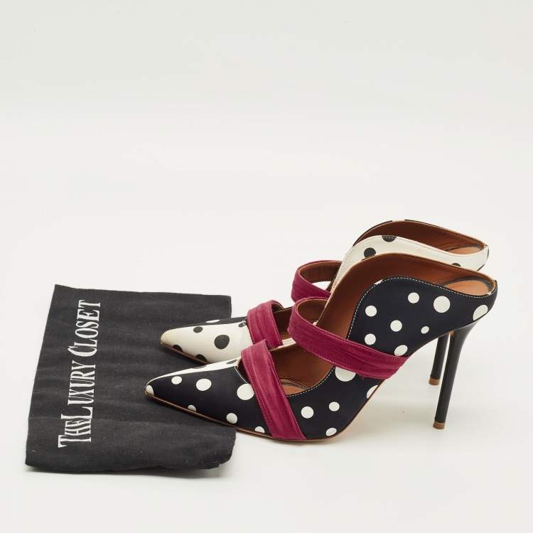 Pre Owned Malone Souliers Maureen Size 39 Tricolor Satin Mules