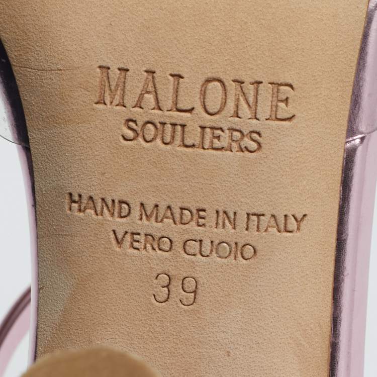 Pre Owned Malone Souliers Iona Size 39 Transparent/Fucshia Leather and PVC Crystal Embellished Mules