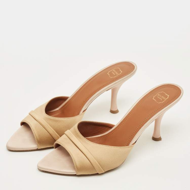 Pre Owned Malone Souliers Joella Size 39 Gold Satin Mules