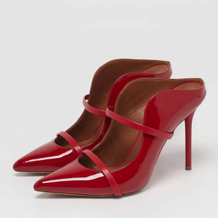 Pre Owned Malone Souliers Maureen Size 39 Red Patent Leather Mules