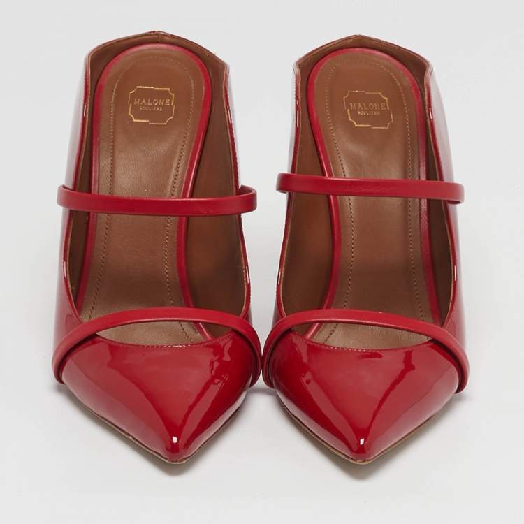 Pre Owned Malone Souliers Maureen Size 39 Red Patent Leather Mules