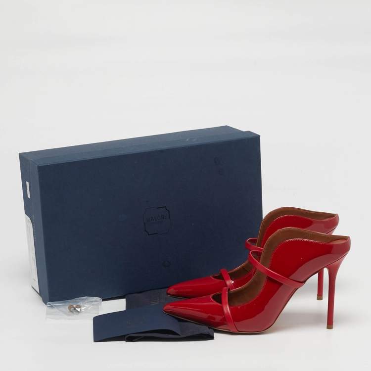 Pre Owned Malone Souliers Maureen Size 39 Red Patent Leather Mules