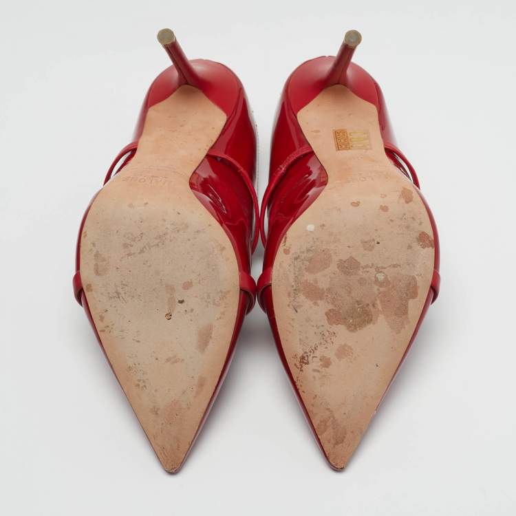 Pre Owned Malone Souliers Maureen Size 39 Red Patent Leather Mules