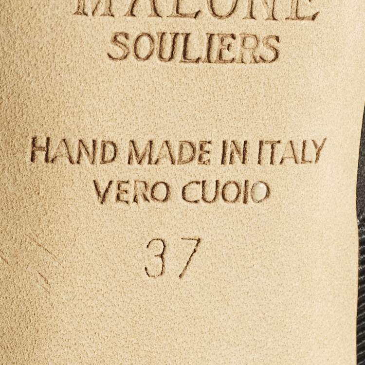 Pre Owned Malone Souliers x Emily in Paris Maureen Size 37 Black Satin Crystal Embellished Mules
