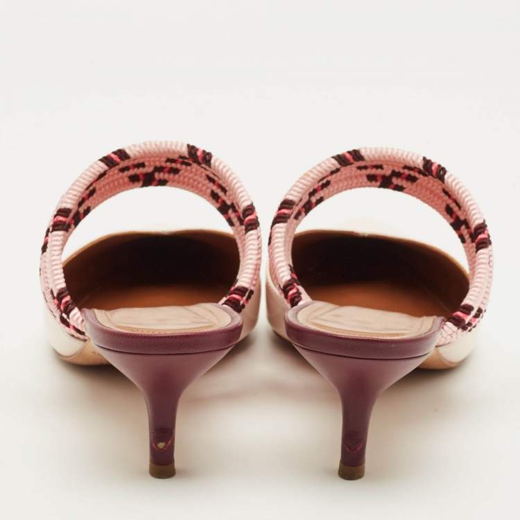 Pre Owned Malone Souliers Maisie Size 38.5 Cream Patent Leather and Rope Mules