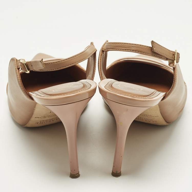 Pre Owned Malone Souliers Marion Size 41 Beige Leather Slingback Pumps
