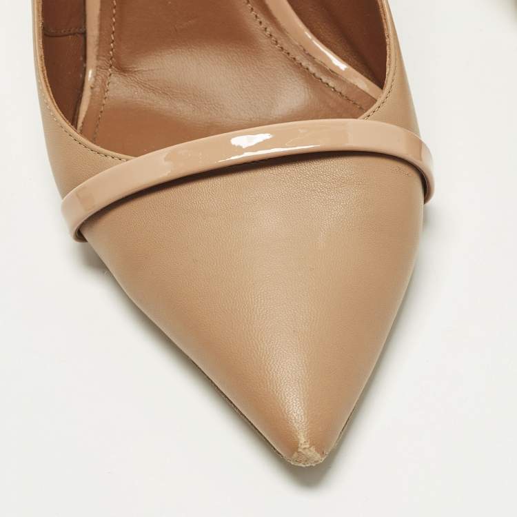Pre Owned Malone Souliers Marion Size 41 Beige Leather Slingback Pumps